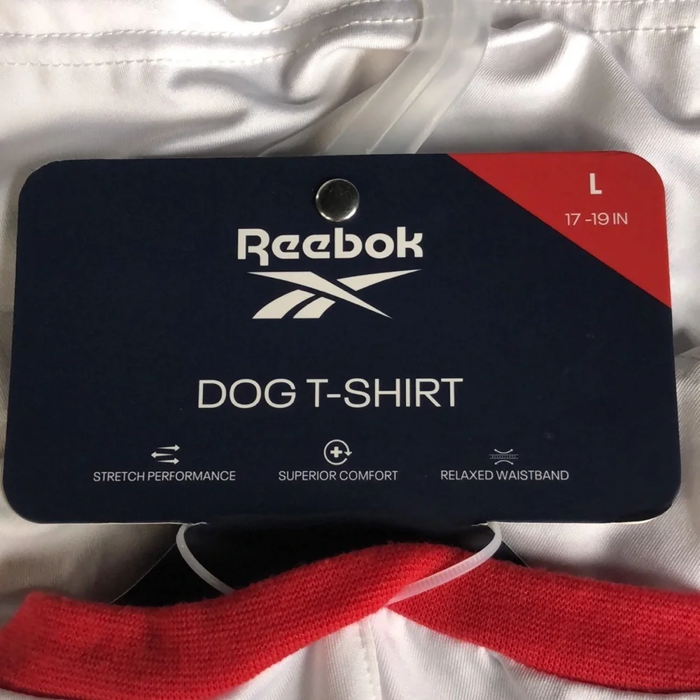 NWT Reebok White Logo Dog Tee L